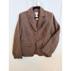 L.L.Bean Brown Herringbone Wool Blend Blazer Women’s Medium Tailored Jacket
